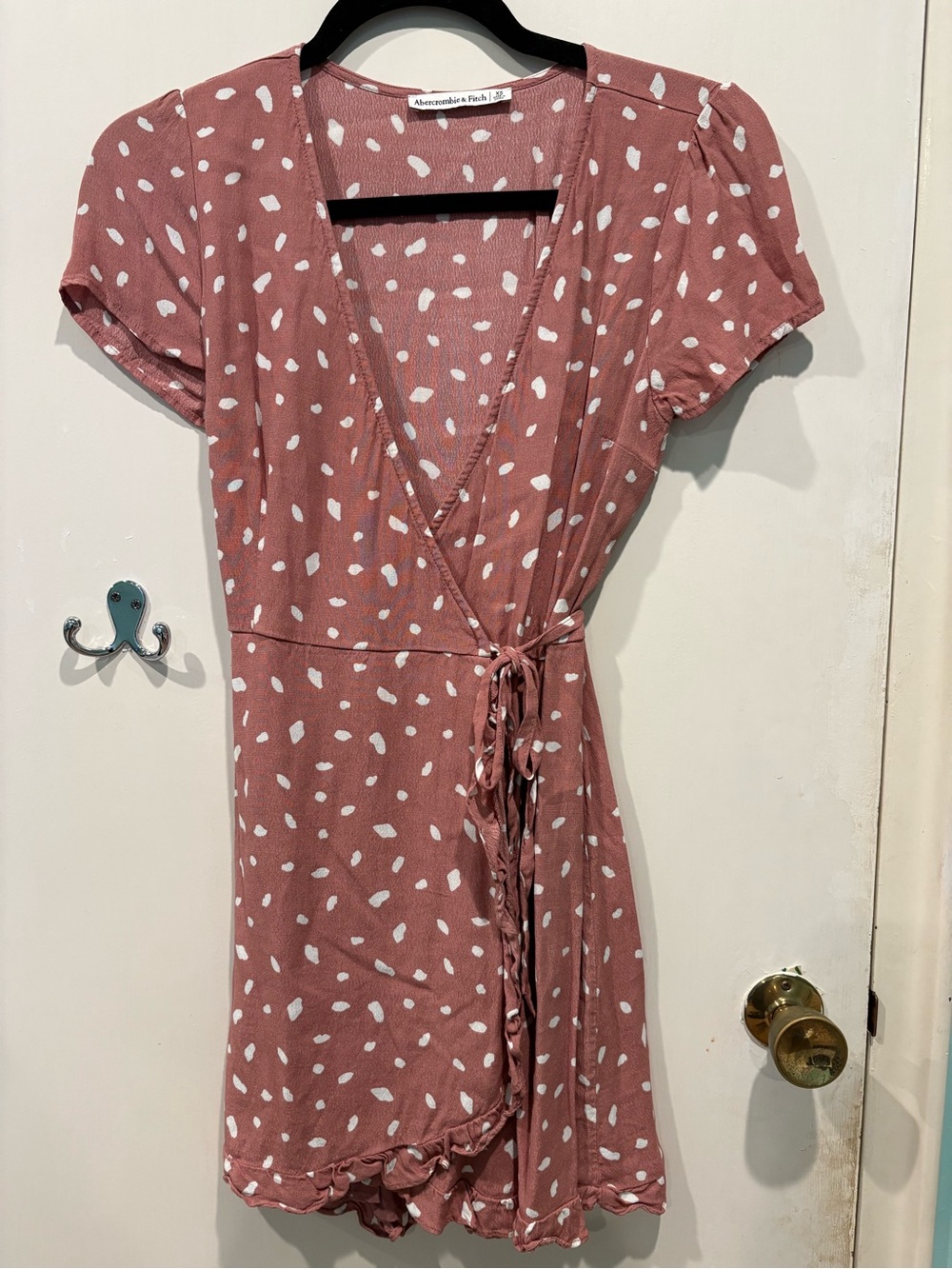Abercrombie & Fitch Dusty Rose Polka Dot Wrap Dress